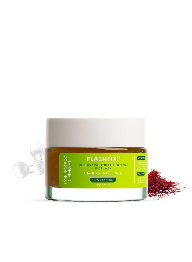 Conscious Chemist® Exfoliating Face Mask For Oily Acne Prone Skin with Salicylic, Glycolic Acid & Saffron Petals | Removes Blackheads, Anti Acne, De-Tan | Vegan & Cruelty Free | 50 gm - Image 1